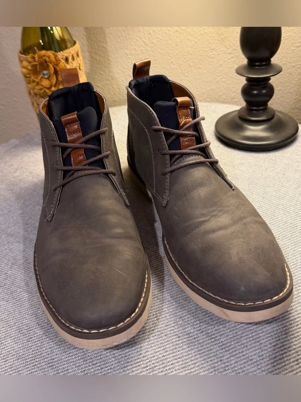 Sonoma Gray Suede Chukka Boots with Tan Accents